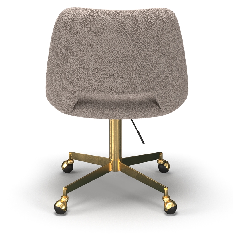 Pemberly Row Boucle Upholstered Seat and Back Rolling Chair in Gray