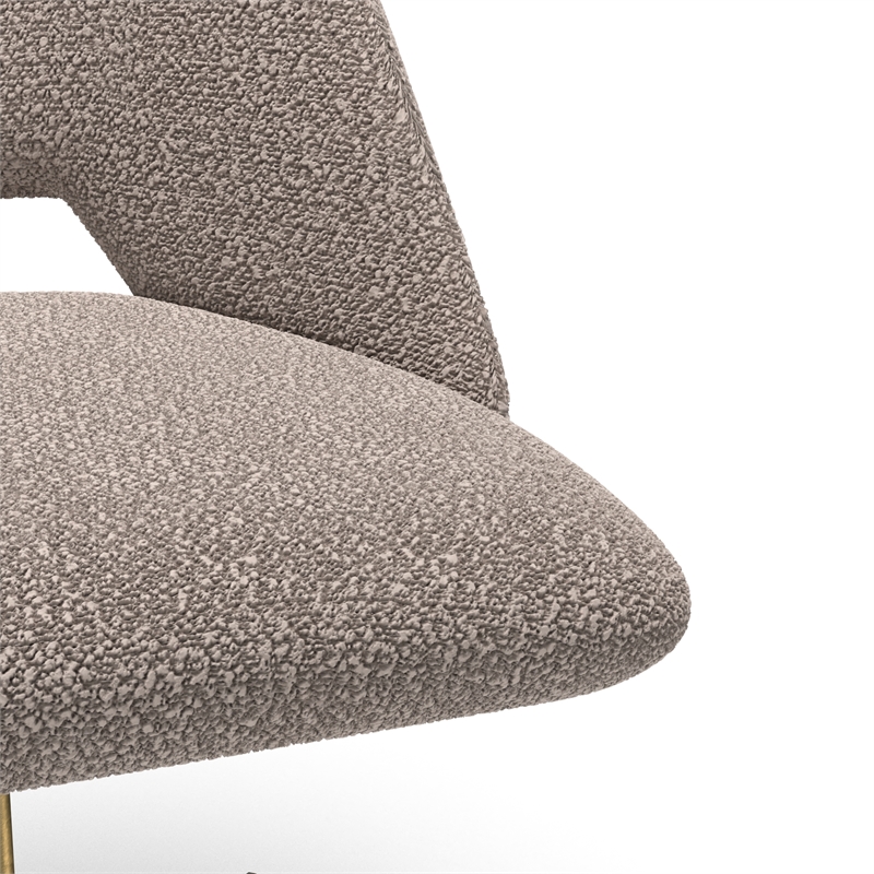 Pemberly Row Boucle Upholstered Seat and Back Rolling Chair in Gray