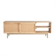 Pemberly Row Solid Wood with Natural Woven Cane TV Stand in Natural