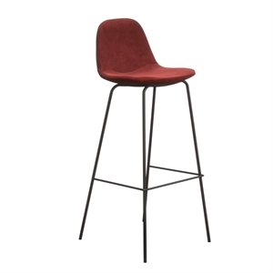 Pemberly Row Performance Velvet Bar Height Stools (Set of 2) in Red