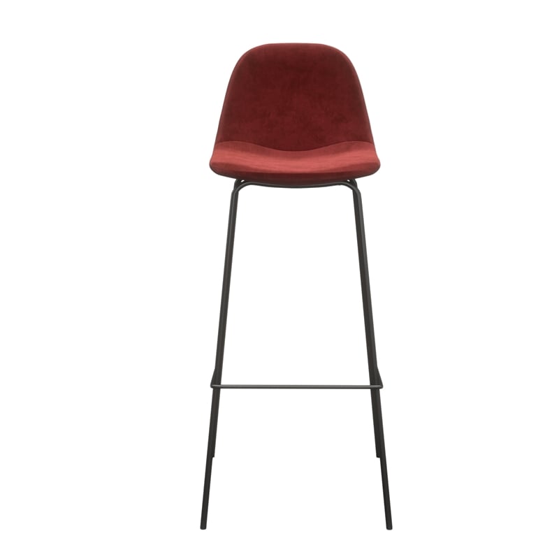 Pemberly Row Performance Velvet Bar Height Stools (Set of 2) in Red