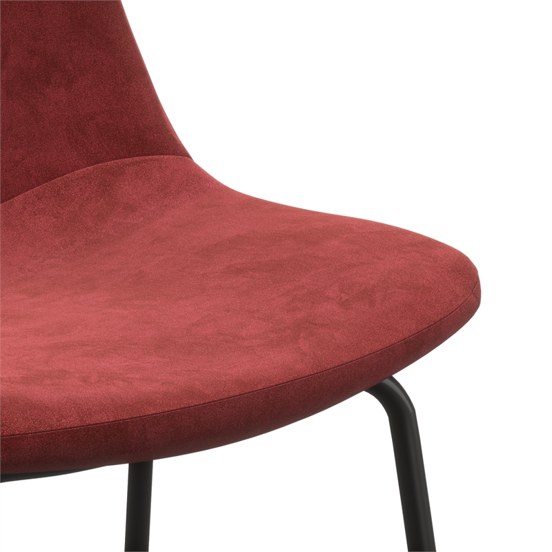 Pemberly Row Performance Velvet Bar Height Stools (Set of 2) in Red
