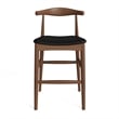 Pemberly Row Danish Design Vegan Leather Bar Height Stool in Walnut