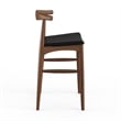 Pemberly Row Danish Design Vegan Leather Bar Height Stool in Walnut