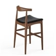 Pemberly Row Danish Design Vegan Leather Bar Height Stool in Walnut