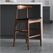 Pemberly Row Danish Design Vegan Leather Bar Height Stool in Walnut