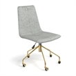 Pemberly Row Grey Fabric Gold Rolling Base Swivel Task Chair in Gray