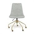 Pemberly Row Grey Fabric Gold Rolling Base Swivel Task Chair in Gray