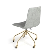 Pemberly Row Grey Fabric Gold Rolling Base Swivel Task Chair in Gray