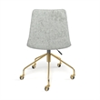 Pemberly Row Grey Fabric Gold Rolling Base Swivel Task Chair in Gray