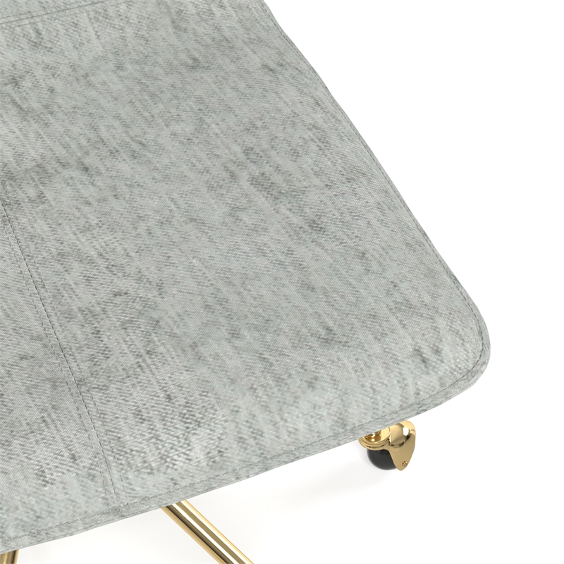 Pemberly Row Grey Fabric Gold Rolling Base Swivel Task Chair in Gray