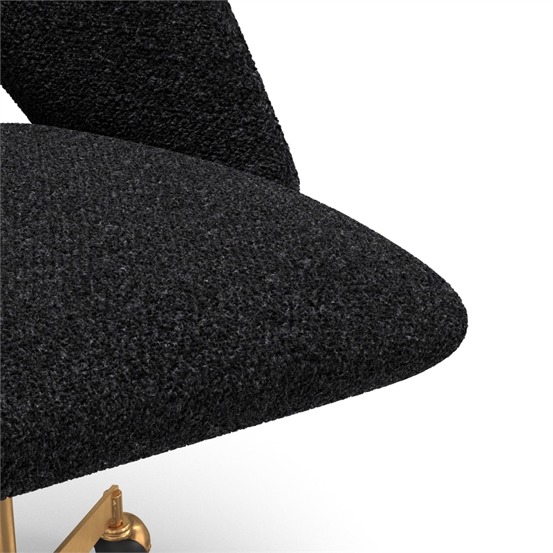 Pemberly Row Boucle Upholstered Seat and Back Rolling Chair in Black