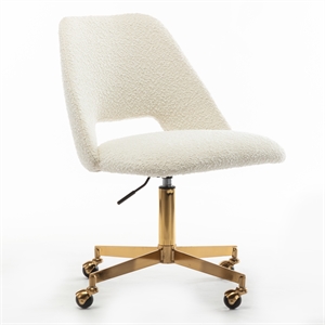 Pemberly Row Boucle Upholstered Seat and Back Rolling Chair in White