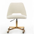Pemberly Row Boucle Upholstered Seat and Back Rolling Chair in White