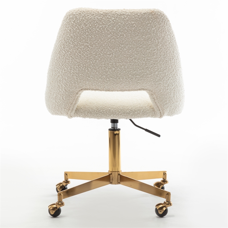 Pemberly Row Boucle Upholstered Seat and Back Rolling Chair in White