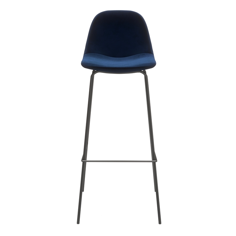 Pemberly Row Performance Velvet Bar Height Stools (Set of 2) in Blue