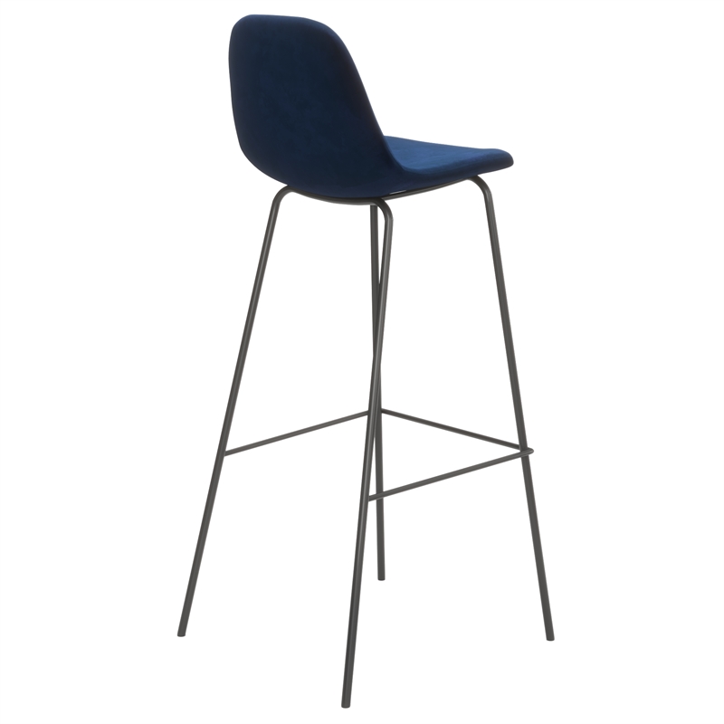 Pemberly Row Performance Velvet Bar Height Stools (Set of 2) in Blue