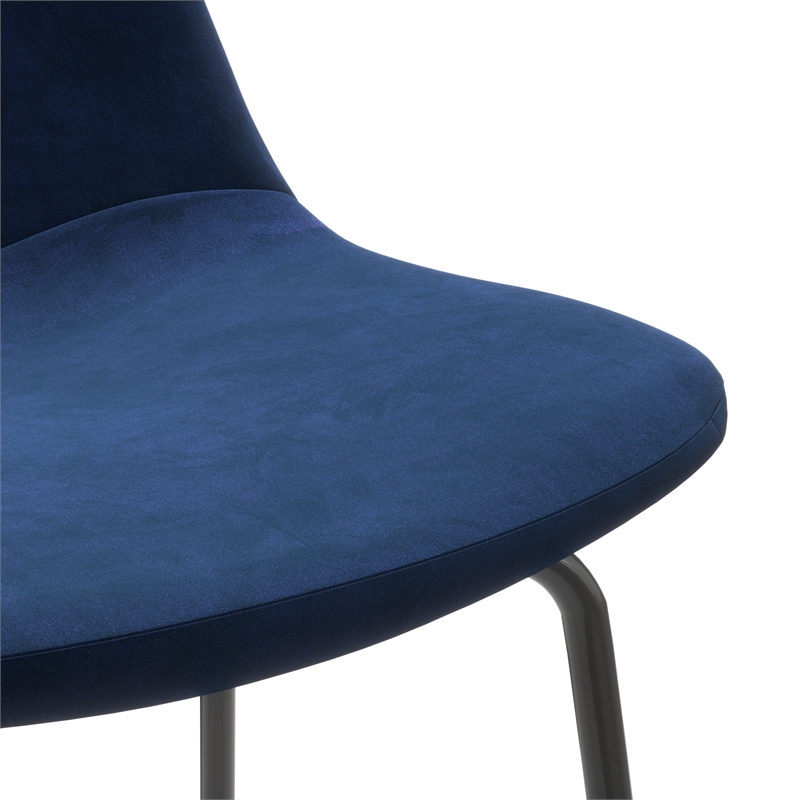 Pemberly Row Performance Velvet Bar Height Stools (Set of 2) in Blue