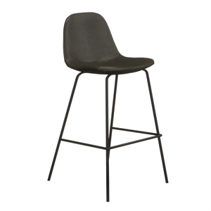 Pemberly Row Vegan Leather Counter Height Stools (Set of 2) in Black