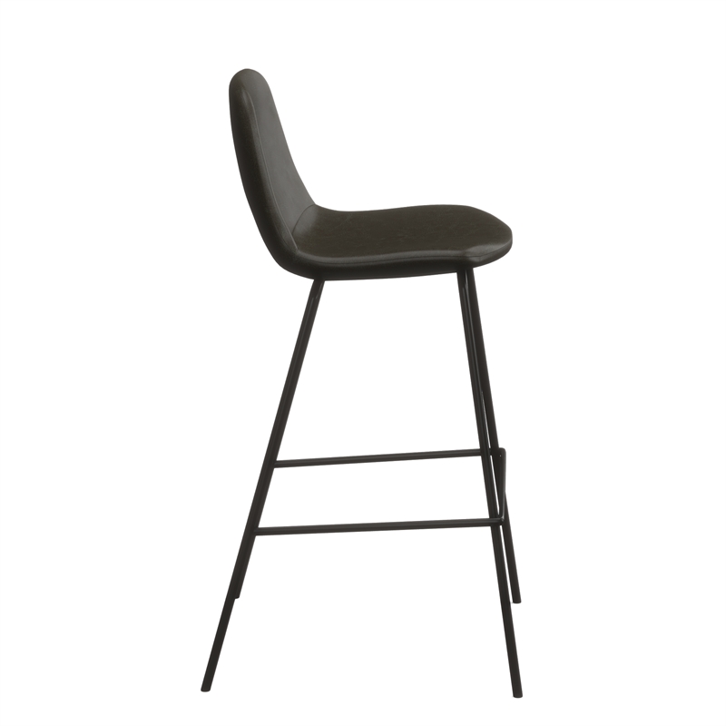 Pemberly Row Vegan Leather Counter Height Stools (Set of 2) in Black