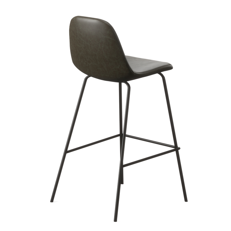 Pemberly Row Vegan Leather Counter Height Stools (Set of 2) in Black