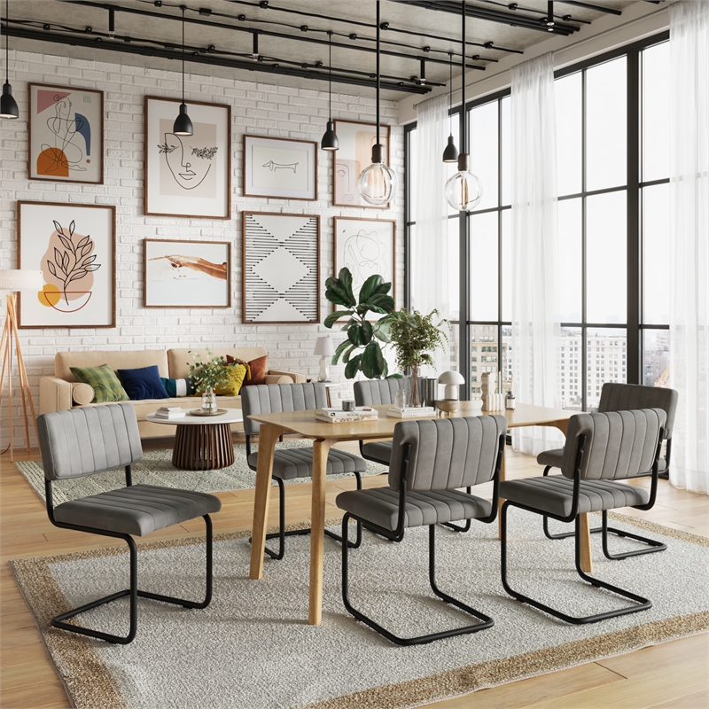 Pemberly Row Contemporary Velvet Side Chairs (Set of 2) in Gray