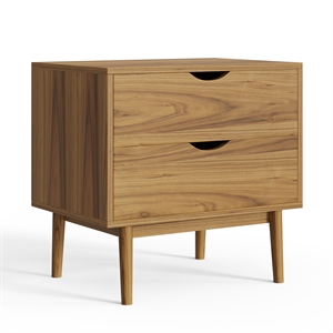 Pemberly Row Contemporary Wood 2-Drawer Nightstand in Natural