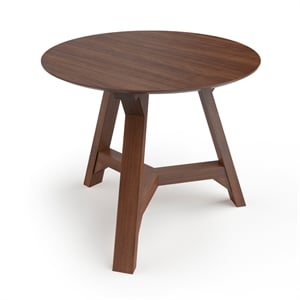 Pemberly Row Contemporary Wood Round Wood Side Table in Walnut
