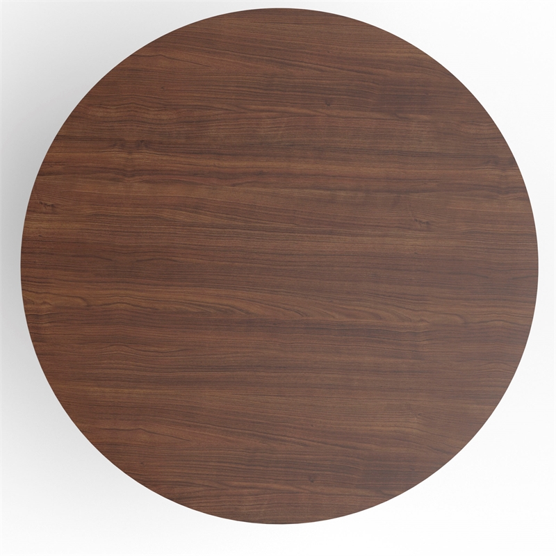 Pemberly Row Contemporary Wood Round Wood Side Table in Walnut