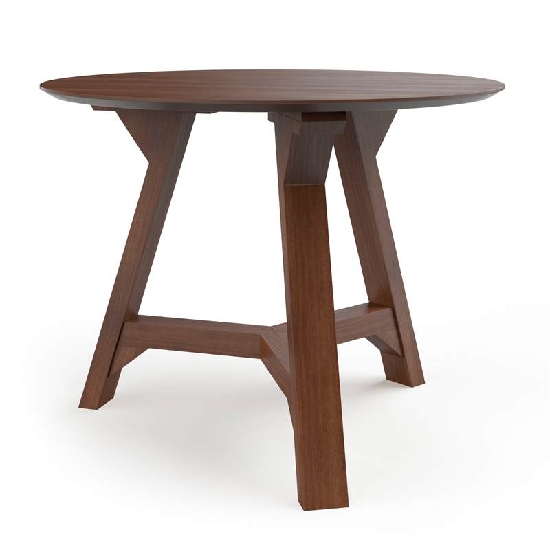 Pemberly Row Contemporary Wood Round Wood Side Table in Walnut