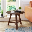 Pemberly Row Contemporary Wood Round Wood Side Table in Walnut
