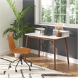 Pemberly Row Contemporary Wood 2-Tier Desk in White and Walnut