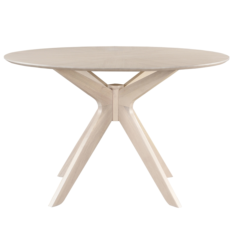 Pemberly Row Contemporary Wood Round Dining Table in Light Oak