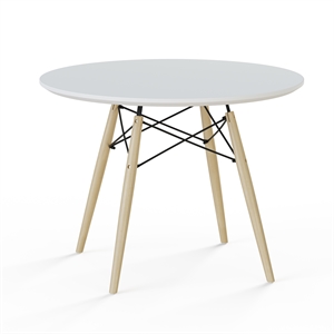 Pemberly Row Contemporary Wood 32&quot Round Dining Table in White