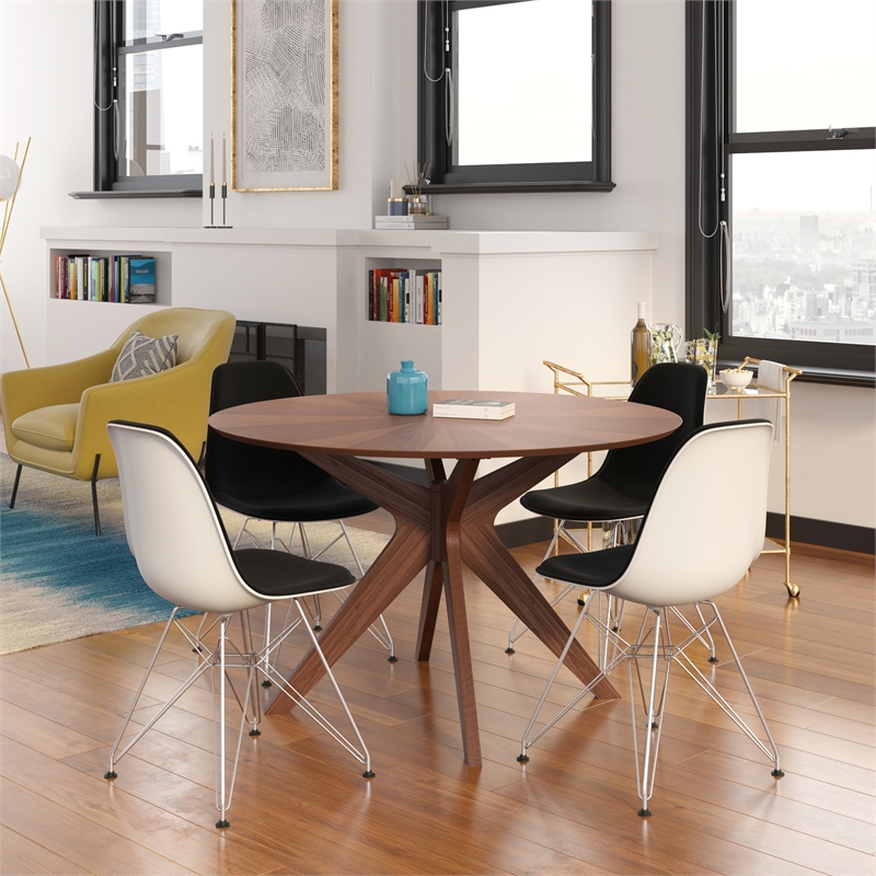 Pemberly Row Contemporary Fabric Side Chairs (Set of 2) in Black