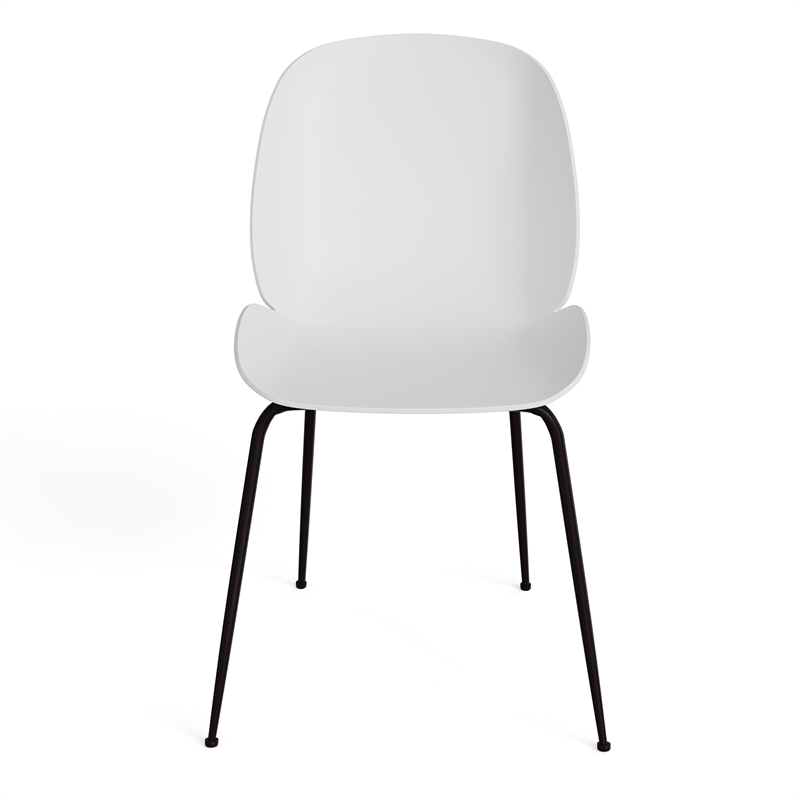 Pemberly Row Contemporary Plastic Side Chairs (Set of 2) in White