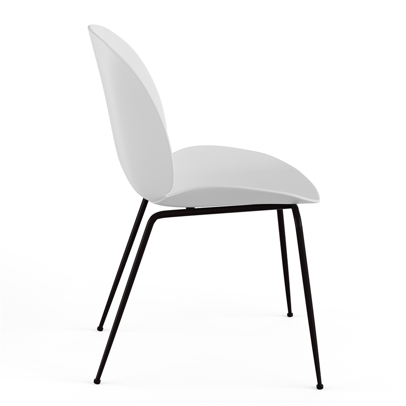 Pemberly Row Contemporary Plastic Side Chairs (Set of 2) in White