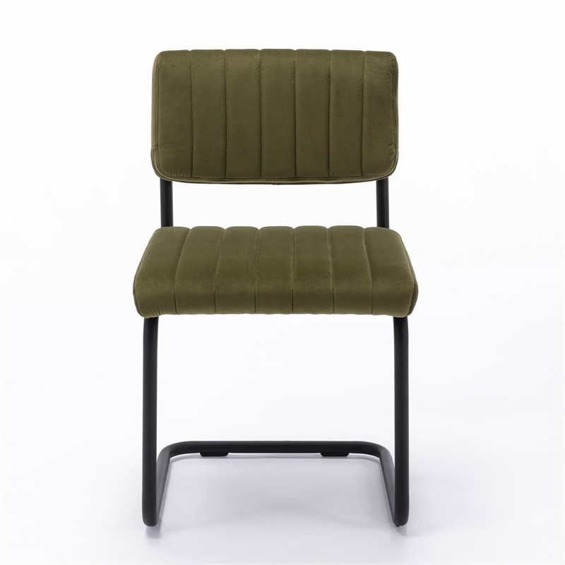 Pemberly Row Contemporary Velvet Side Chairs (Set of 2) in Olive