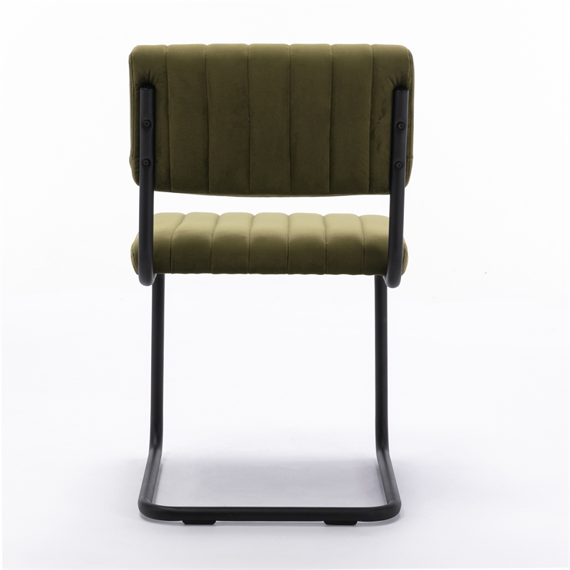 Pemberly Row Contemporary Velvet Side Chairs (Set of 2) in Olive