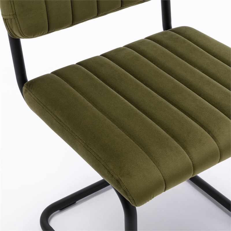 Pemberly Row Contemporary Velvet Side Chairs (Set of 2) in Olive