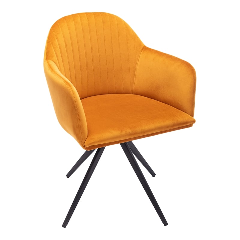 Pemberly Row Contemporary Velvet Swivel Arm Chair in Light Brown