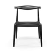 Pemberly Row Contemporary Wood Papercord Dining Chair in Black