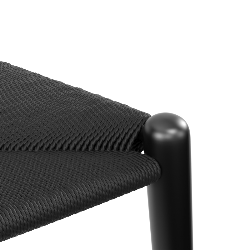 Pemberly Row Contemporary Wood Papercord Dining Chair in Black