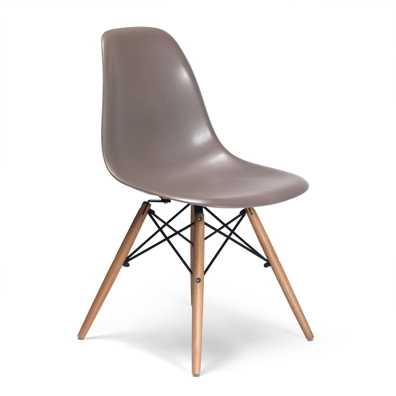 Pemberly Row Contemporary Plastic Side Chairs (Set of 2) in Taupe