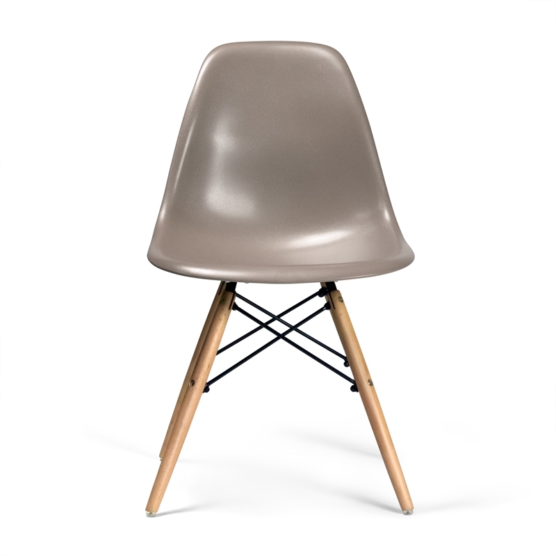 Pemberly Row Contemporary Plastic Side Chairs (Set of 2) in Taupe