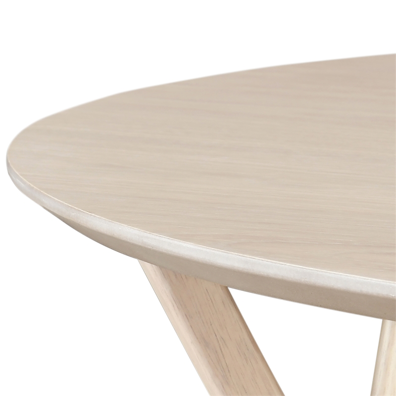 Pemberly Row Contemporary Wood Round Dining Table in Light Oak