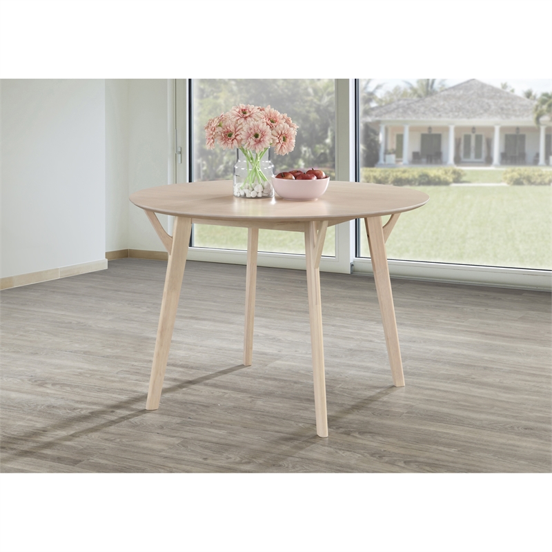 Pemberly Row Contemporary Wood Round Dining Table in Light Oak