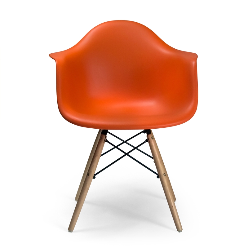 Pemberly Row Contemporary Plastic Arm Chairs (Set of 2) in Orange