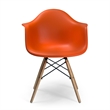 Pemberly Row Contemporary Plastic Arm Chairs (Set of 2) in Orange