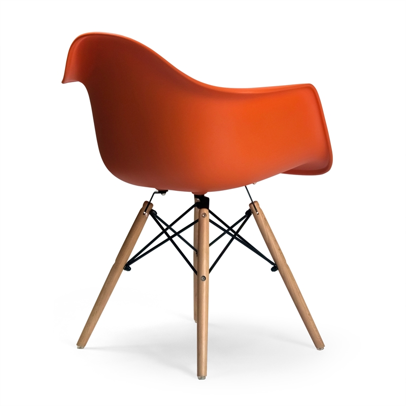 Pemberly Row Contemporary Plastic Arm Chairs (Set of 2) in Orange